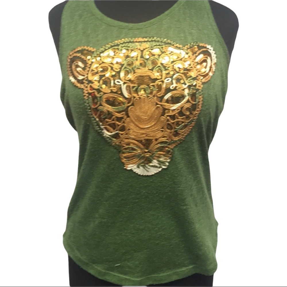 Big Cat In Sequins & Ribbon Blouse